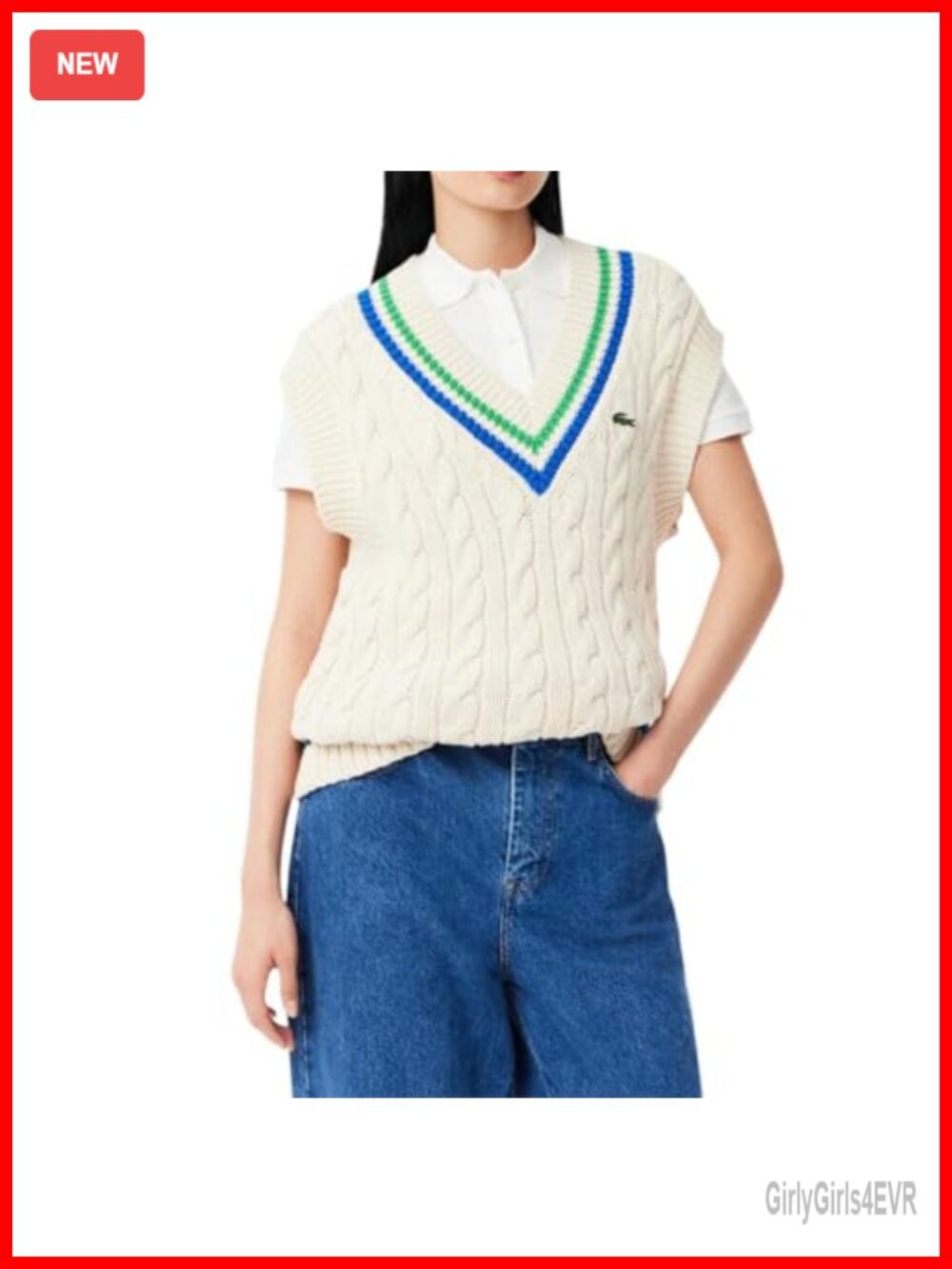 Sleeveless Cable Knit Cardigan Sweater V-Neck Breathable Striped Regular Fit